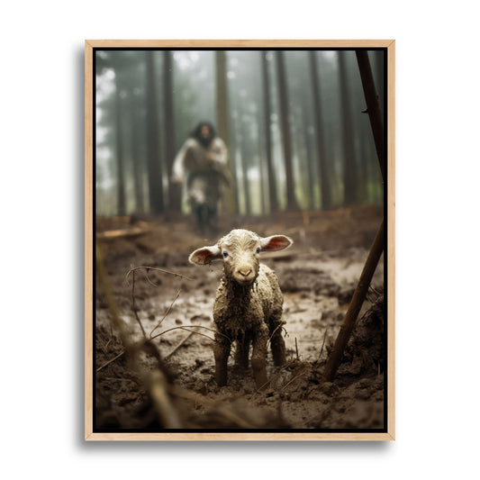 Gesù corre dietro all'agnello smarrito - Tela