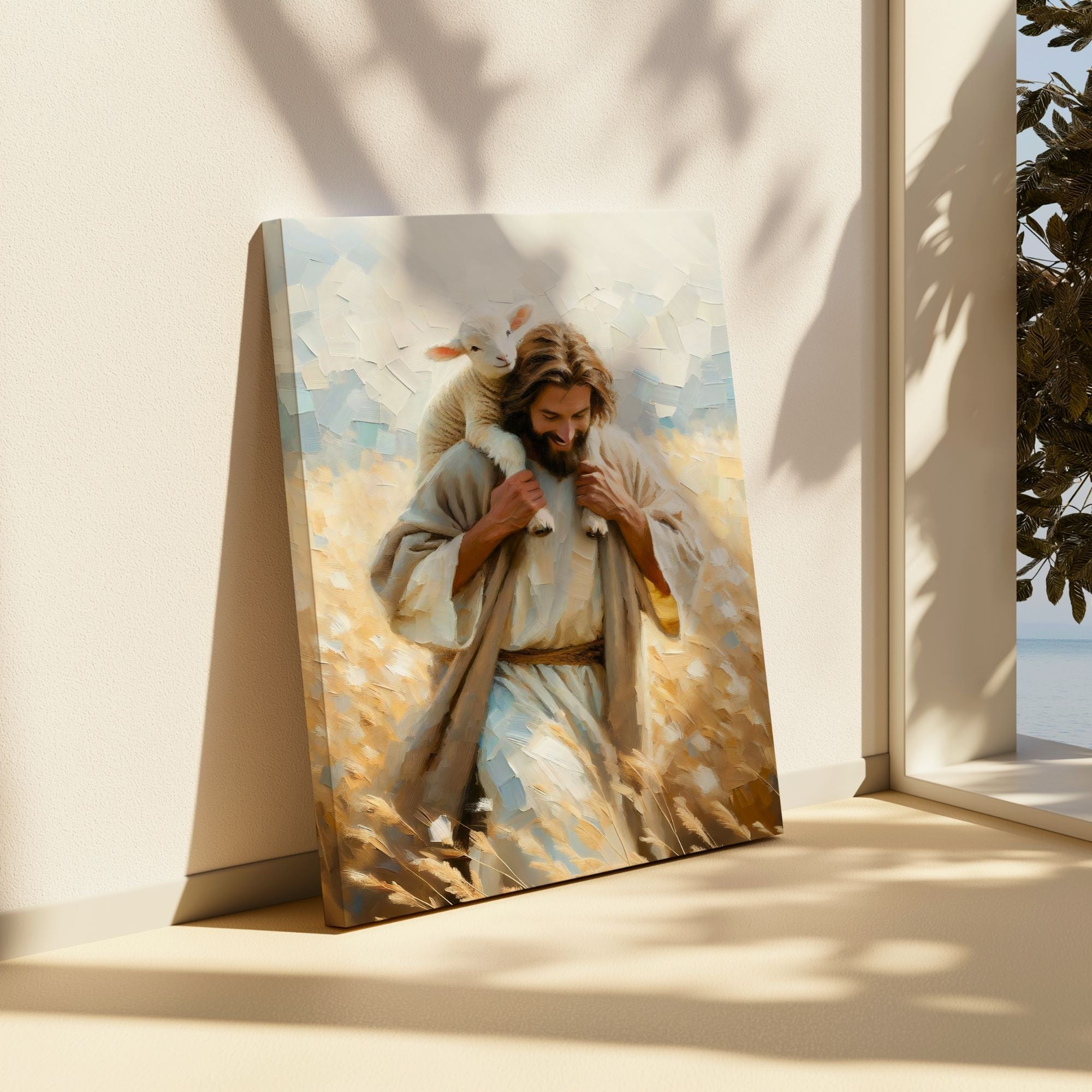 Gesù porta a casa l'agnello - Tela